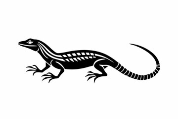 Silhouette Design of a Lizard with a Long Tail and Slender Body in a Minimalist and Dynamic Style