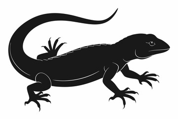 Fototapeta premium Silhouette Design of a Lizard with a Long Tail and Slender Body in a Minimalist and Dynamic Style