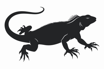 Naklejka premium Silhouette Design of a Lizard with a Long Tail and Slender Body in a Minimalist and Dynamic Style