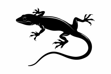 Silhouette Design of a Lizard with a Long Tail and Slender Body in a Minimalist and Dynamic Style