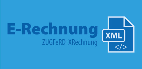 Illustration zur E-Rechnung, ein XML Standard im elektronischen Geschäftsverkehr zwischen Unternehmen und Behörden.
