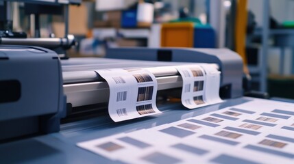 Printing process showing labels being produced