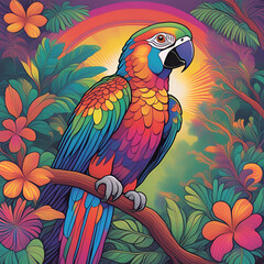 Fototapeta premium parrot on a branch