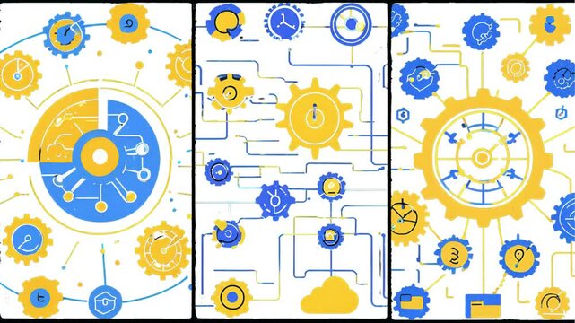 Tech Background: Dynamic Blue Linkage , Innovation Map: Clean Digital Infographic, Digital Pathways: Smooth Information Stream , Information Superhighway: Vibrant Network Graphic