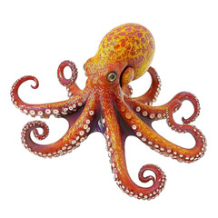 Fototapeta premium Octopus Tentacles Curled Isolated on PNG Transparent Background