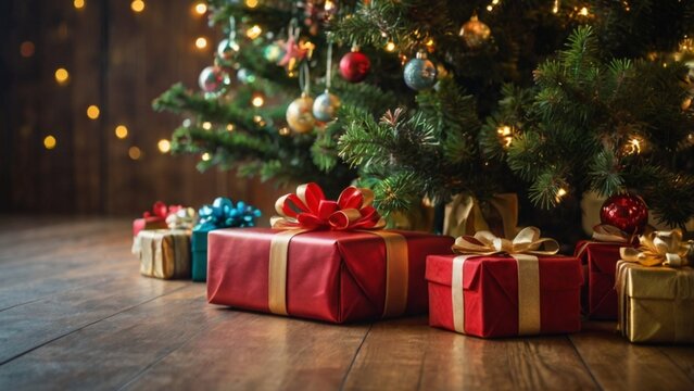 Christmas Presents Underneath Christmas Tree