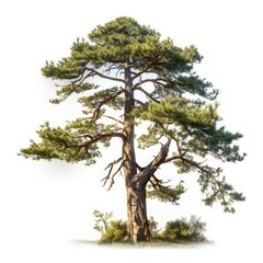 Majestic pine tree isolated on white background.