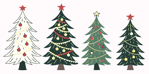 set of christmas trees