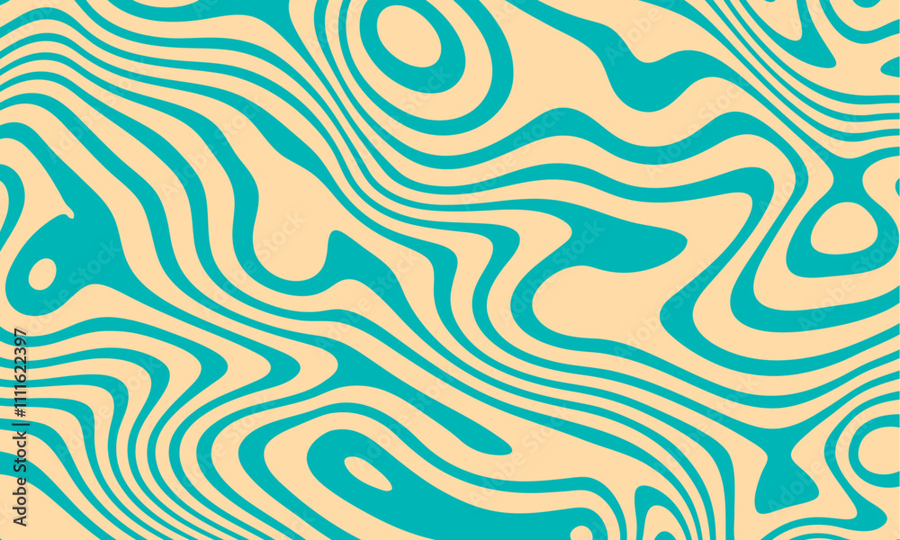 Poster Abstract horizontal background with colorful waves. Trendy vector illustration in style retro 60s, 70s. Pastel colors