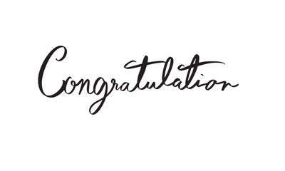 Congratulation hand written lettering script calligraphy black color celebration success event greeting achievement business text word messge sign surprise graduation ceremony abstract festival school