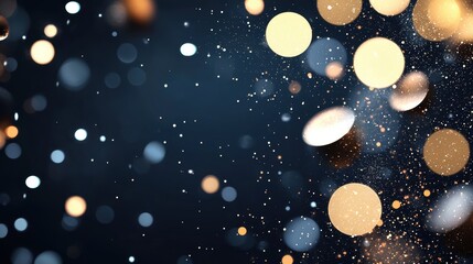 Soft golden bokeh circles overlapping each other against a deep black background, creating a luxurious and elegant abstract backdrop.