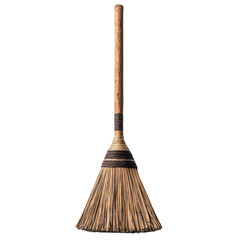 Broom Stands Upright Isolated on PNG Transparent Background