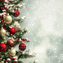 Christmas tree decoration background with space text in the side