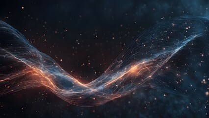 Fototapeta premium An abstract representation of flowing energy waves in a dark, cosmic background.