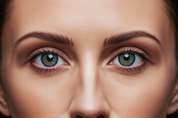 Naklejka premium Artistic Approach to Blepharoplasty Female Eye Close-Up with Surgical Steps for Skin Tightening and Anti-Aging