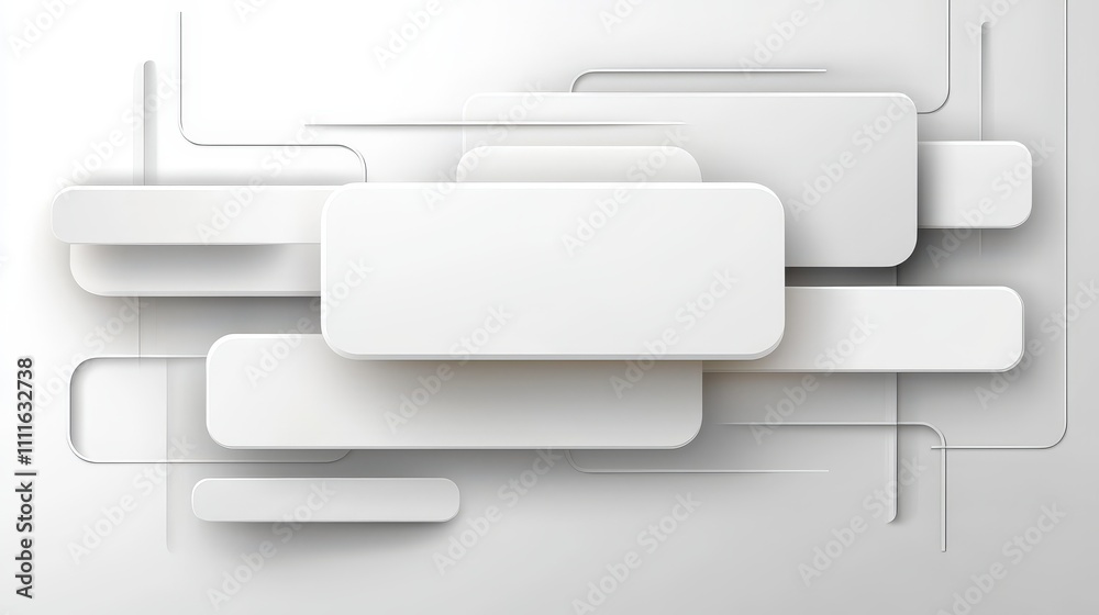 Poster all-white abstract architectural design with overlapping grids and sharp edges, evoking a futuristic