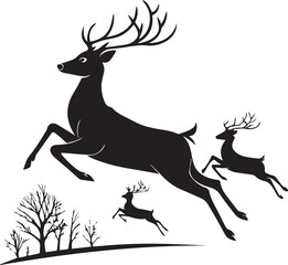 Obraz premium christmas eliments deer silhouettes vector 