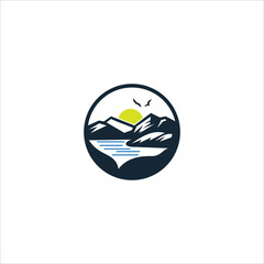 circle mountain river landscape logo vector template for your Company