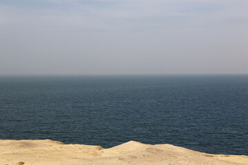 Obraz premium Landscape of Sahara desert with Atlantic ocean meets, Mauritania, West Africa