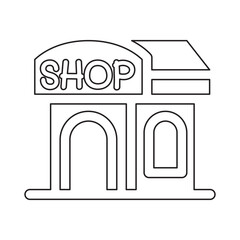Shop building icon in line style