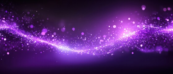 Abstract purple sparkles with a glowing wave effect