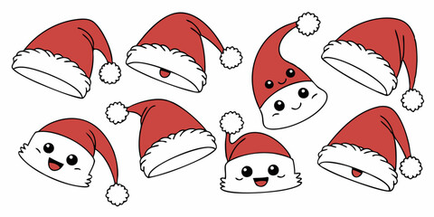 Obraz premium a set of santa claus hats