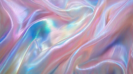 Obraz premium Iridescent pastel pink fabric with folds and wrinkles.