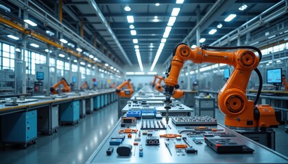 Expansive Industrial Workspace with Advanced Assembly Line Machinery