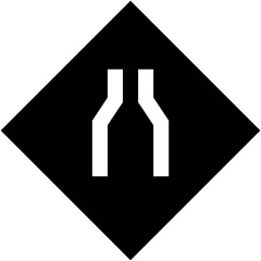 Fototapeta premium Vector Icon Narrow Road, traffic, sign, lanes, signaling
