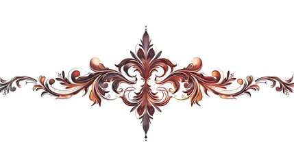 Ornate brown and beige floral design element, perfect for borders, frames, and dividers.