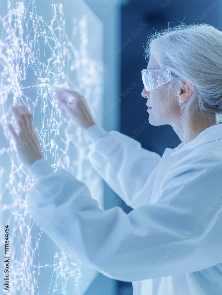 Aufkleber Innovative Scientist Engages with Digital Interface in High-Tech Laboratory Environment