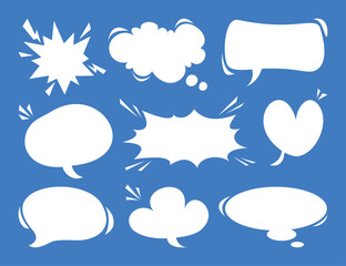 Set of unique comic speech bubbles. Speak bubble text, message box, chatting box. Vector cartoon illustration