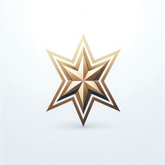 Obraz premium A three-dimensional star emblem in gold tones.