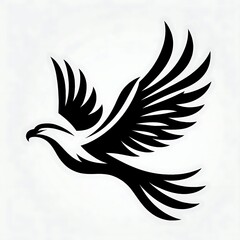 Obraz premium Stylized black silhouette of a soaring bird.