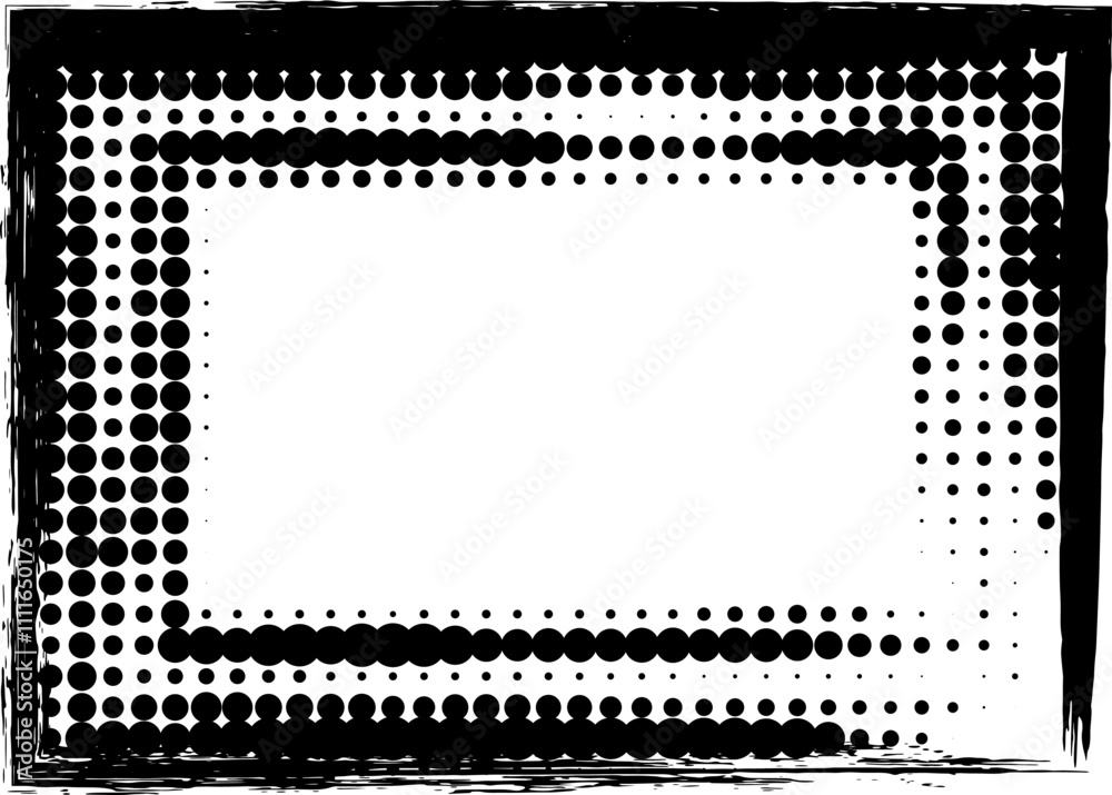 Wall mural combination of brush strokes and halftone effect in a grunge style frame. abstract textured retro de