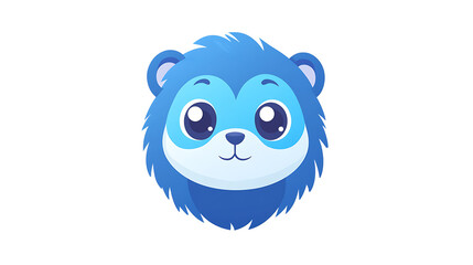 Blue Lion logo for a game app, shows only the animal face as an icon, using colors orange, pink, blue, and purple, isolated on a transparent background