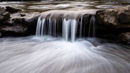 Flowing effect water over the rock.