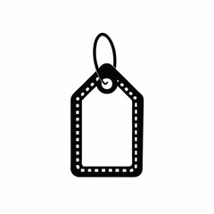 Silhouette Design of a Black Price Tag with Rounded Top and Minimalist Details for Modern Retail Themes