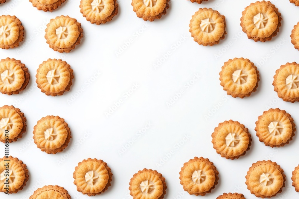 Poster Sweets and cookies are beautifully arranged on a white surface, creating a perfect opportunity for adding your own text or design. Generative AI