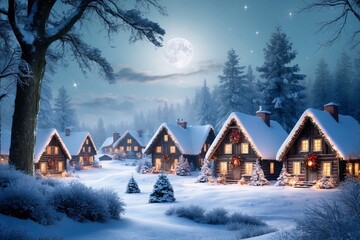Fototapeta premium Christmas Landscape Background, Christmas Landscape Wallpaper, Christmas Scenery Wallpaper, Christmas Background, Winter landscape Wallpaper