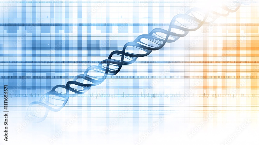 Poster A symbolic image of a DNA double helix with futuristic graphics representing cancer research Stock Photo with side copy space