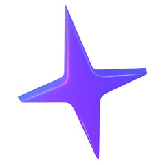 Fototapeta premium Y2K holographic star chrome purple color. Render 3d chrome metal. Star hologram 3d vector illustration