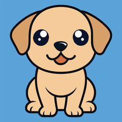 Obraz premium Cute Baby Cartoon Puggle Dog Sitting Clipart Illustration 