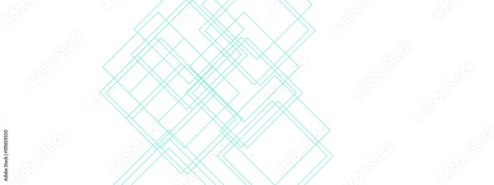 Aufkleber Minimalist Abstract Line Design in Light Mint Green. Geometric Overlapping Squares with Transparent Lines. Modern Art Featuring Symmetrical Grid Patterns. Suitable for background, backdrop, banner, wa