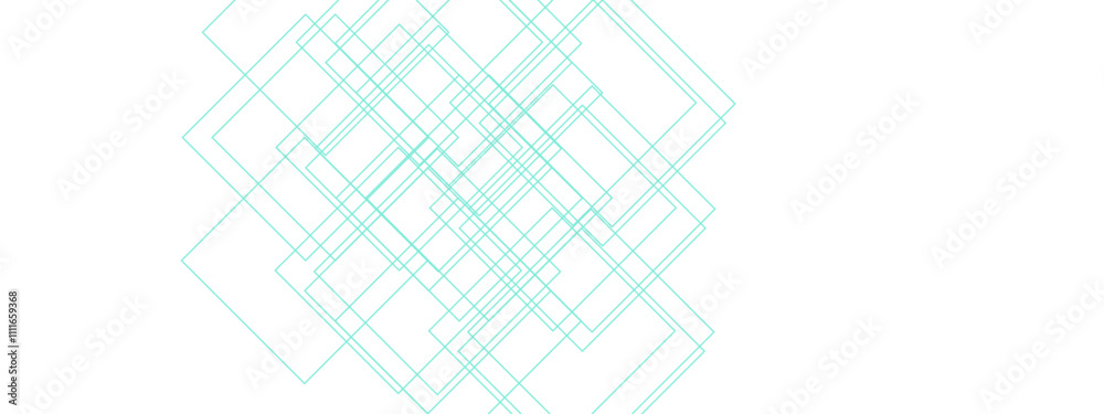Aufkleber Minimalist Abstract Line Design in Light Mint Green. Geometric Overlapping Squares with Transparent Lines. Modern Art Featuring Symmetrical Grid Patterns. Suitable for background, backdrop, banner, wa