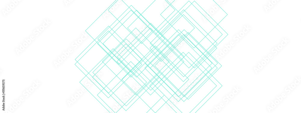 Aufkleber Minimalist Abstract Line Design in Light Mint Green. Geometric Overlapping Squares with Transparent Lines. Modern Art Featuring Symmetrical Grid Patterns. Suitable for background, backdrop, banner, wa