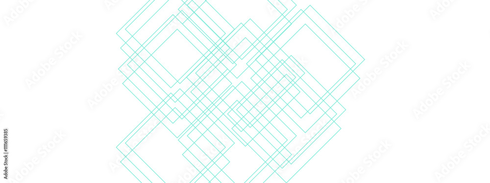 Aufkleber Minimalist Abstract Line Design in Light Mint Green. Geometric Overlapping Squares with Transparent Lines. Modern Art Featuring Symmetrical Grid Patterns. Suitable for background, backdrop, banner, wa