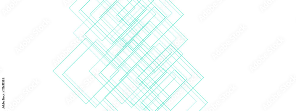 Aufkleber Minimalist Abstract Line Design in Light Mint Green. Geometric Overlapping Squares with Transparent Lines. Modern Art Featuring Symmetrical Grid Patterns. Suitable for background, backdrop, banner, wa