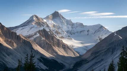 Alpine Mountains with Snow-Capped Peaks Towering Over the Horizon