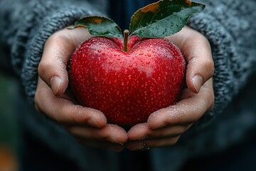 A person is holding a red apple in their hand